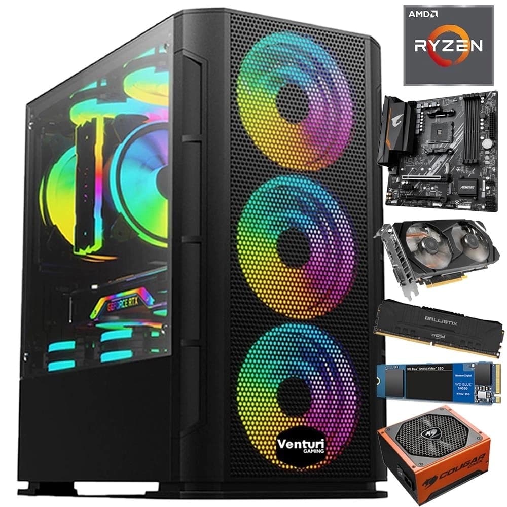 Computador Gamer Venturi, Amd Ryzen 7 5700g, Geforce Gtx 1660 Ti 6gb, 16gb Ddr4, M.2 500gb