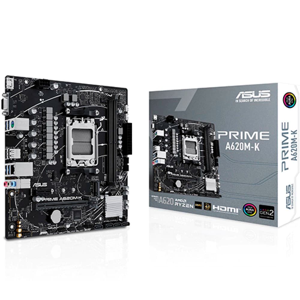 Placa Mãe Asus Prime A620m-K, Amd Am5 Matx, 2xddr5, Usb Tipo C, Usb 3.2, M.2, Rede Realtek, Hdmi, Vga