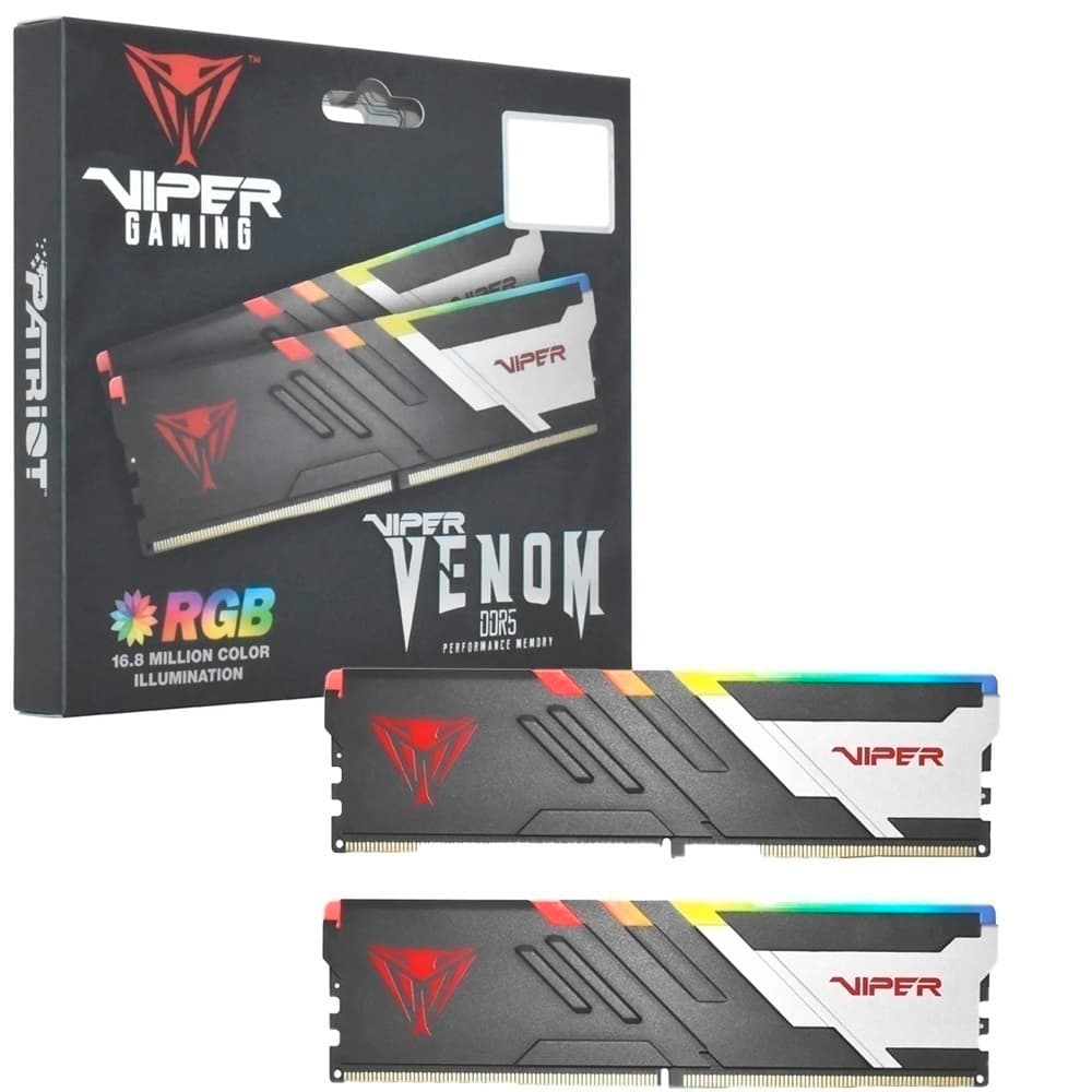 Memória Gamer Patriot Viper Venom Rgb Preta Ddr5 2 X 16gb Cl32 6400mhz - PVVR532G640C32K