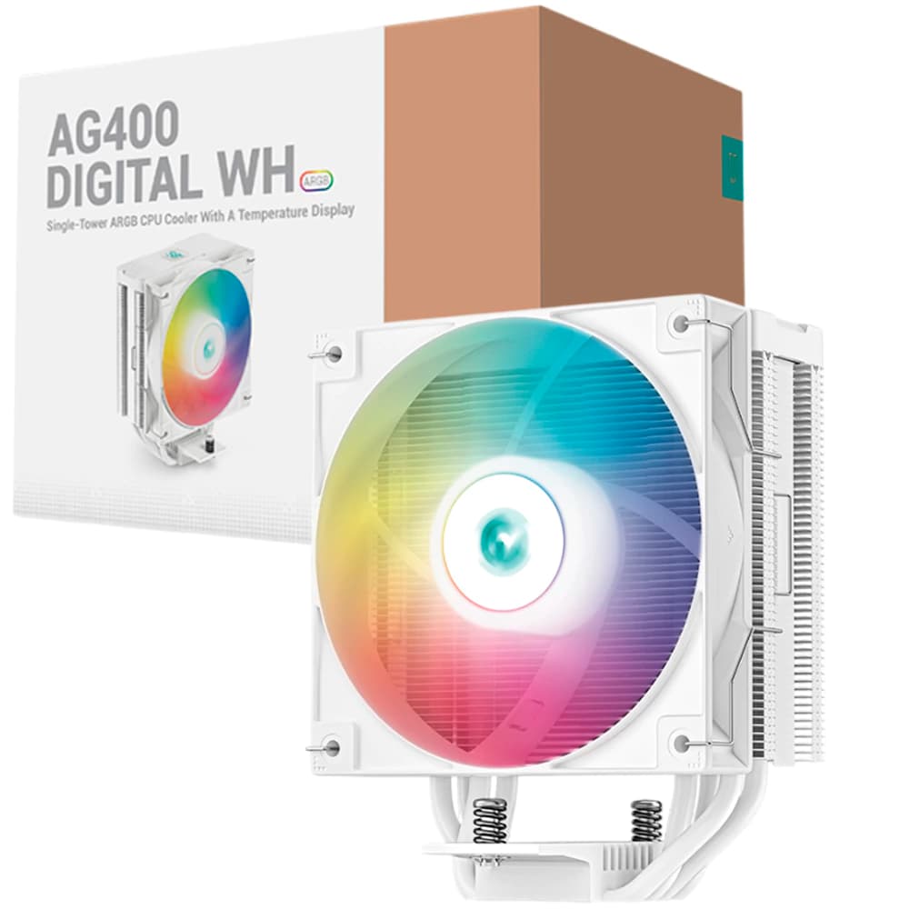 Air Cooler Deepcool Gammaxx Série Ag400 Digital Branco Argb 120mm Pwm - R-AG400-WHADMN-G-1
