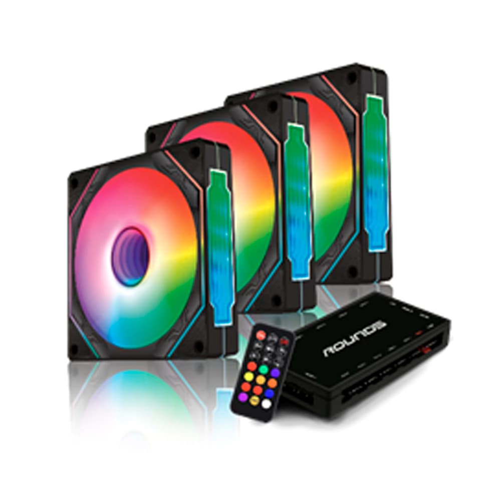 Fan Gamer Round5 Aurora Forward Argb Preto 3 X 120mm Pwm - R5-KIT-AURORA-FW-B-2219