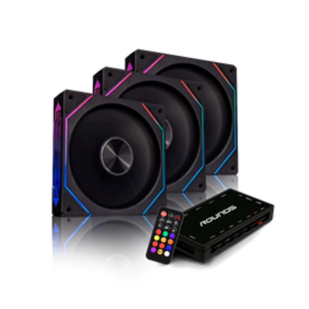 Fan Gamer Round5 Nordwind Forward Argb Preto 3 X 120mm Pwm - R5-KIT-NORDWIND-FW-B-2221