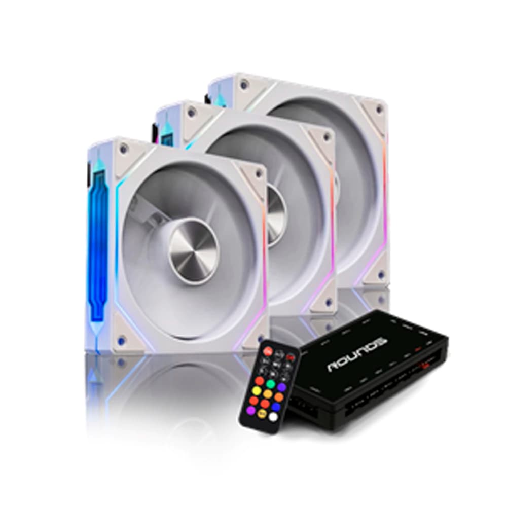 Fan Gamer Round5 Nordwind Forward Argb Branco 3 X 120mm Pwm - R5-KIT-NORDWIND-FW-W-2220