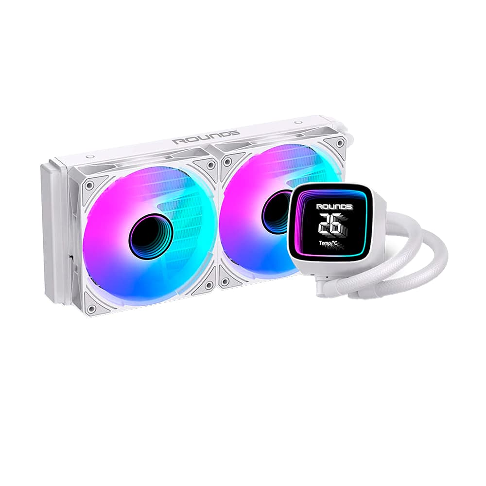 Water Cooler Round5 Boreah Branco Argb Display Lcd 240mm - R5-WC-BOREAH-240W-2235