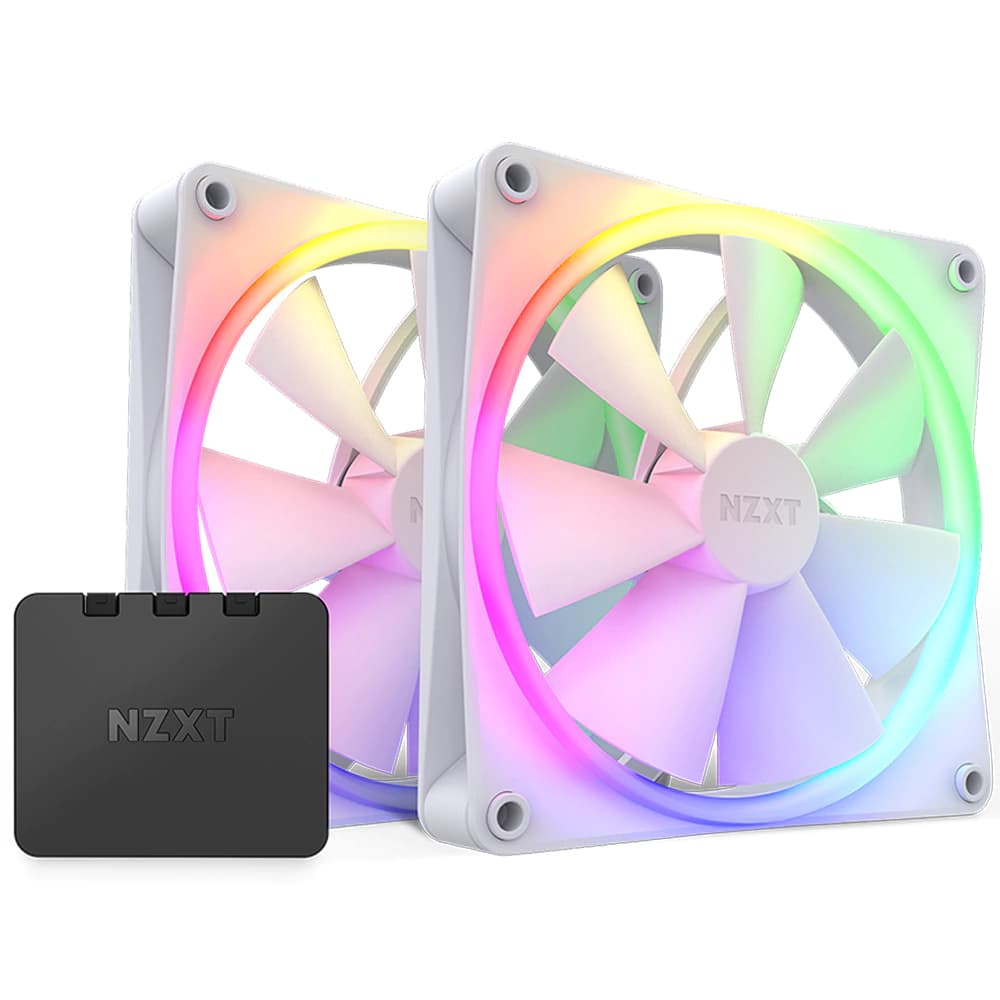 Fan Gamer Nzxt Série F Branco 2 X 140mm Pwm Rgb - RF-R14DF-W1