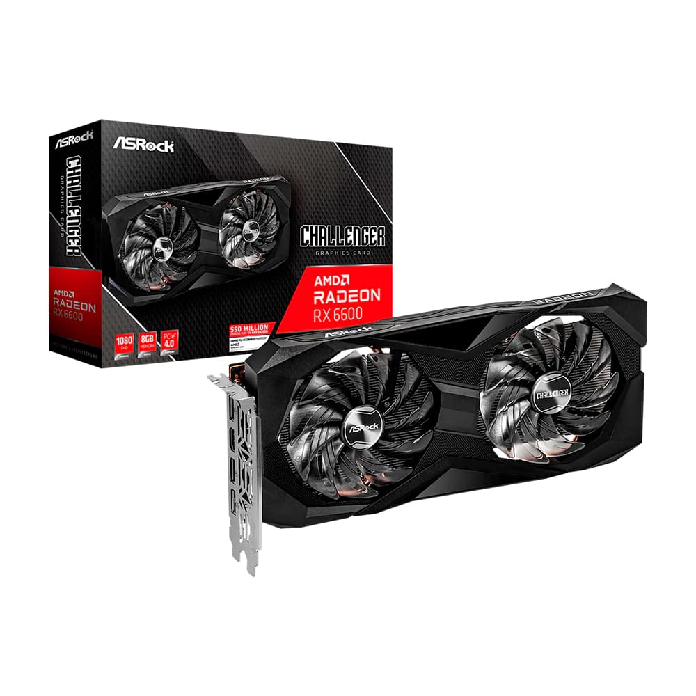Placa De Vídeo Asrock Amd Radeon Rx 6600 Challenger Preta 2x 8gb Gddr6 128 Bits - RX6600 CLD 8G