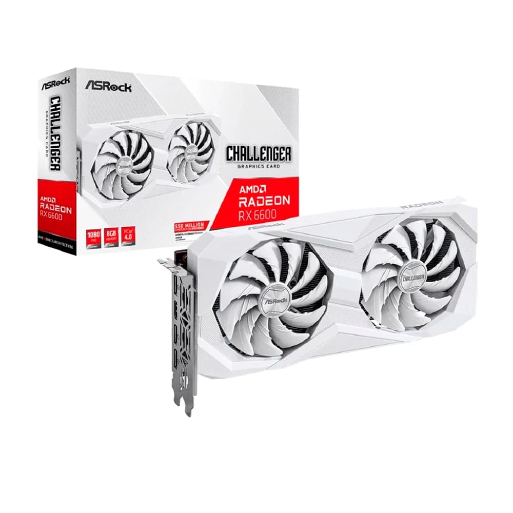 Placa De Vídeo Asrock Amd Radeon Rx 6600 Challenger Branca 2X 8gb Gddr6 128 Bits - RX6600 CLW 8G