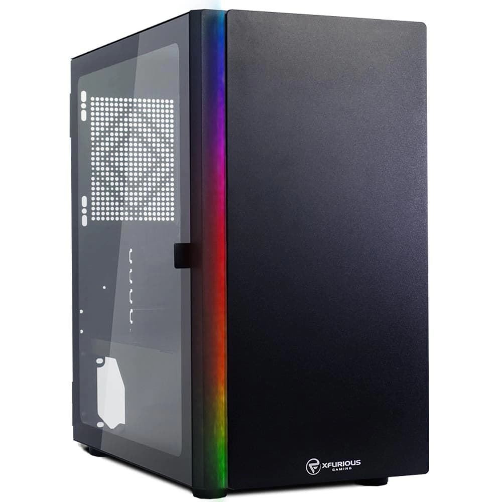 Gabinete Gamer Xfurious Gaming Shiled Preto Rainbow Vidro Temperado Mid Tower S/Fans C/Janela - S-Q03
