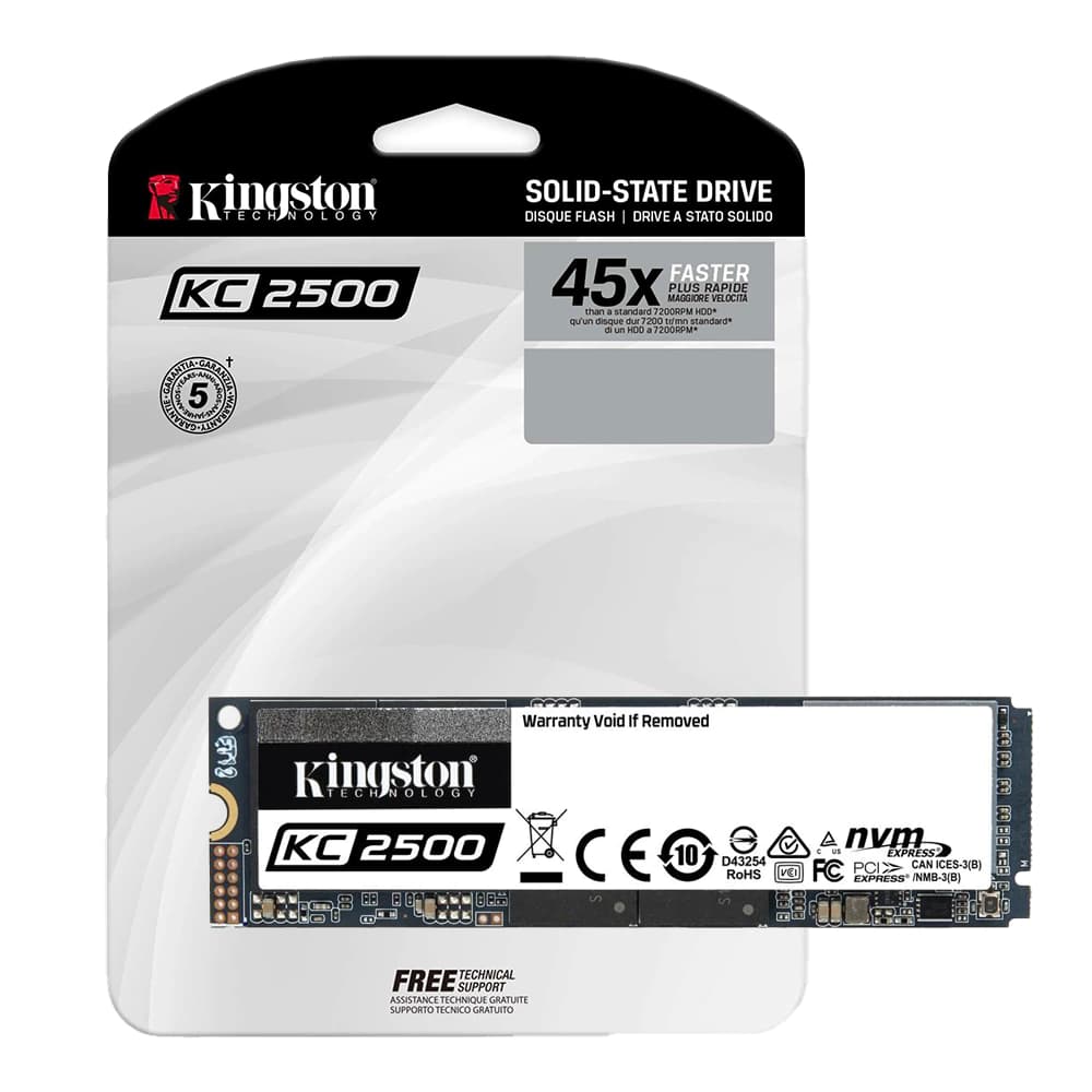 M.2 Kingston Kc2500 Pci-E Nvme Gen3 500gb Leituras: 3500mb/S E Gravações: 2500mb/S - SKC2500M8/500G