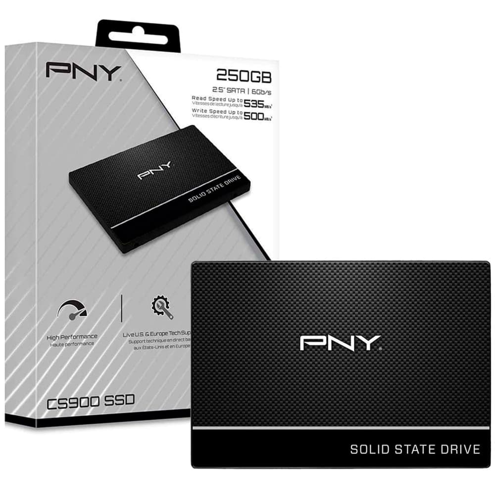 Ssd Pny Cs900 Sata Iii 250gb Leituras: 535mb/S E Gravações: 500mb/S - SSD7CS900-250-RB
