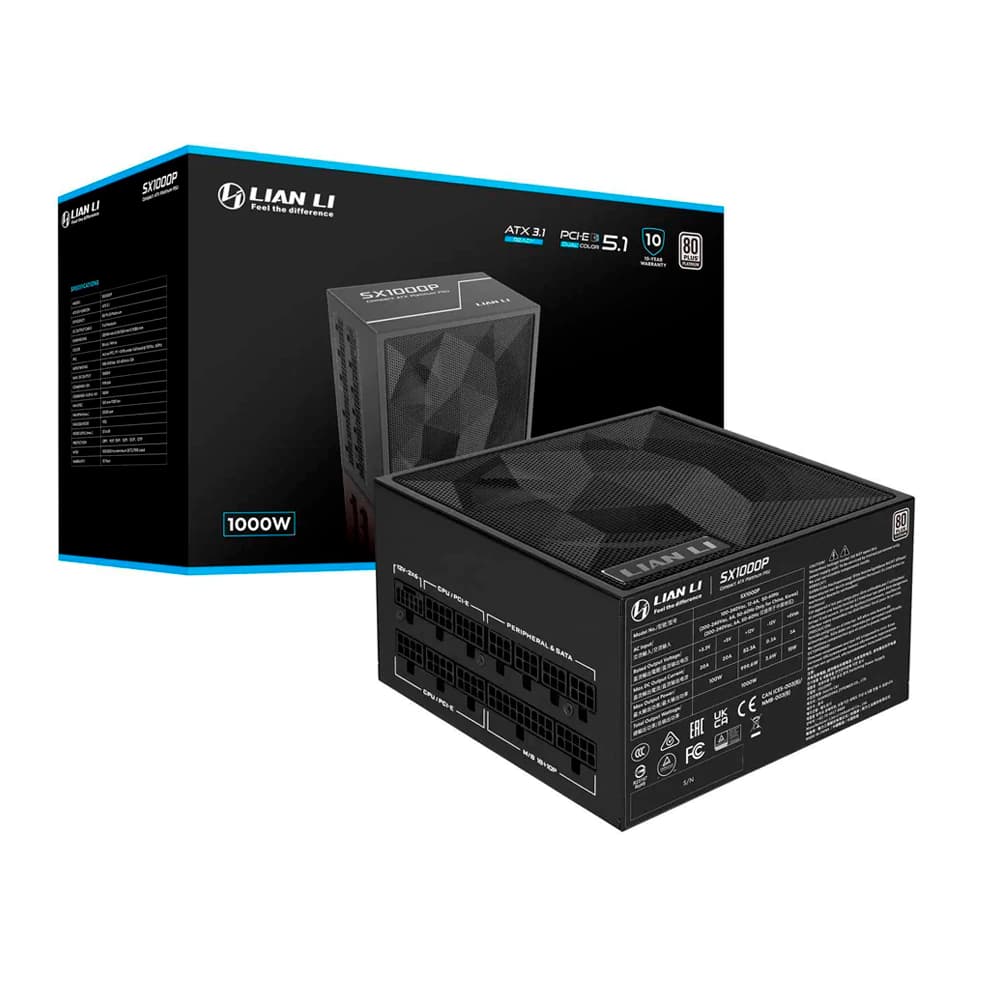Fonte Real Lian Li Sx Series 1000w Preta Pci-E 5.1 80 Plus Platinum Modular - SX1000P.B