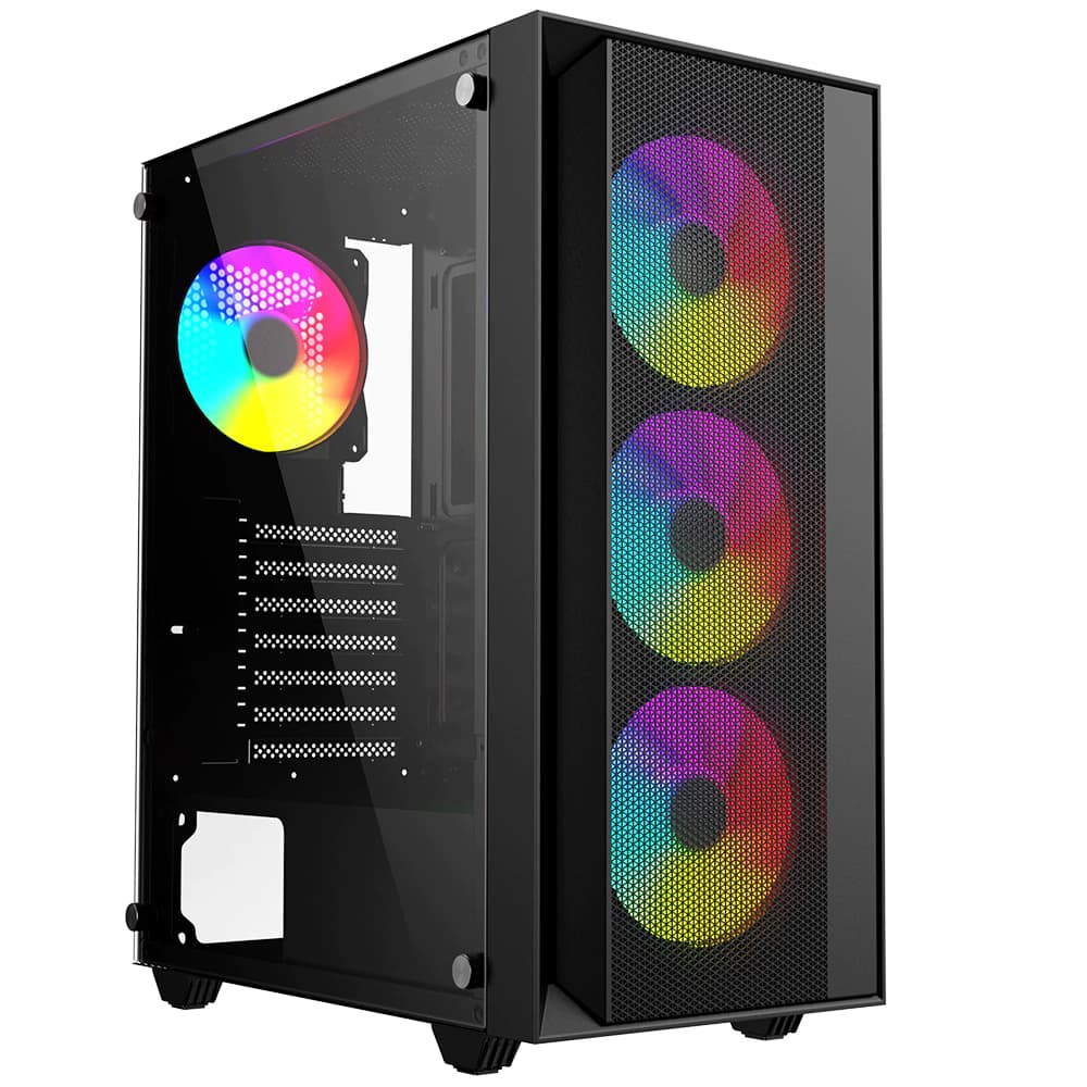 Gabinete Gamer Nexus Gamer Zinc Mesh Preto Vidro Temperado 3 Fans 120mm Argb Mid Tower - ZINC