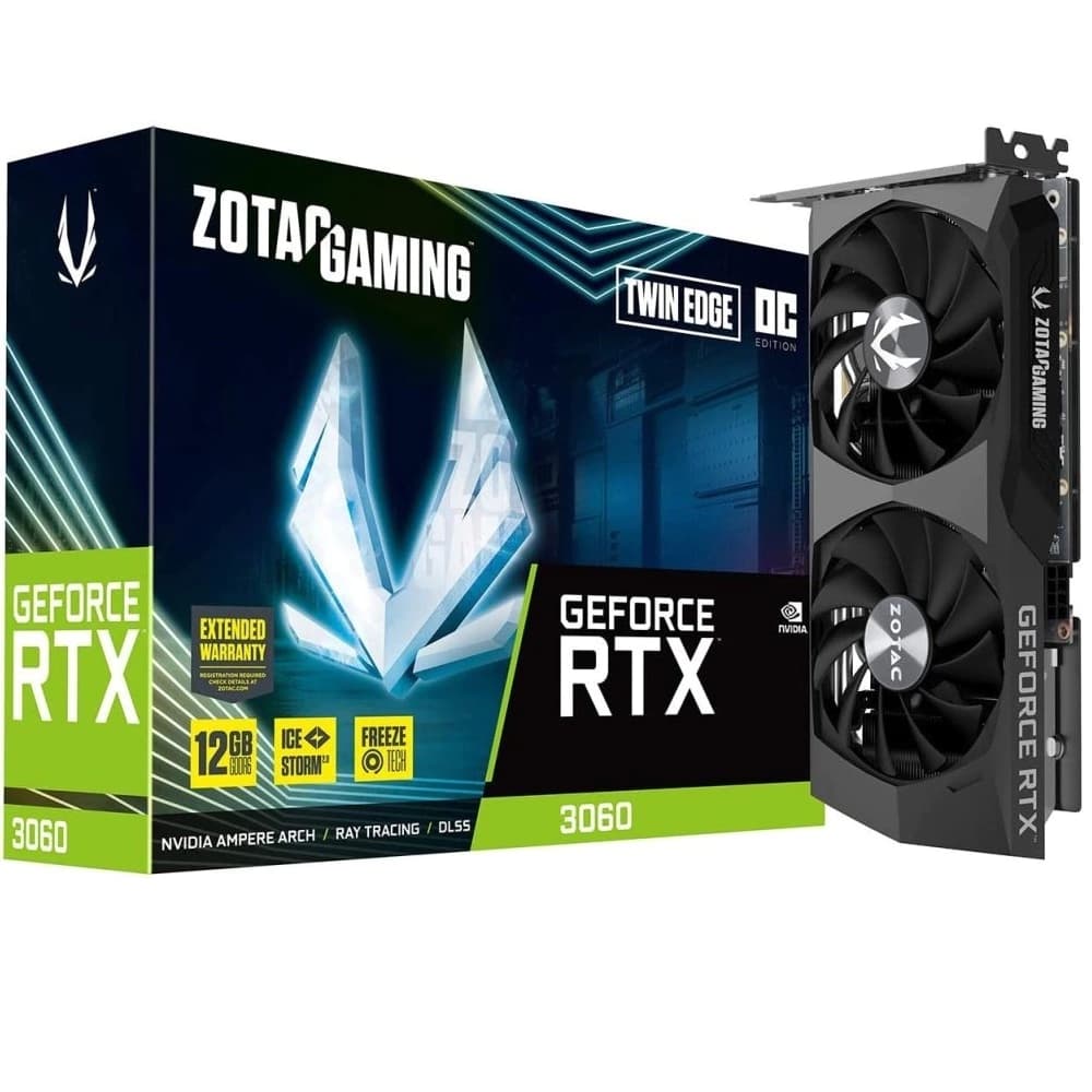 Placa De Vídeo Zotac Gaming Nvidia Twin Edge Oc Rtx 3060 12gb Gddr6 192 Bits - ZT-A30600H-10M