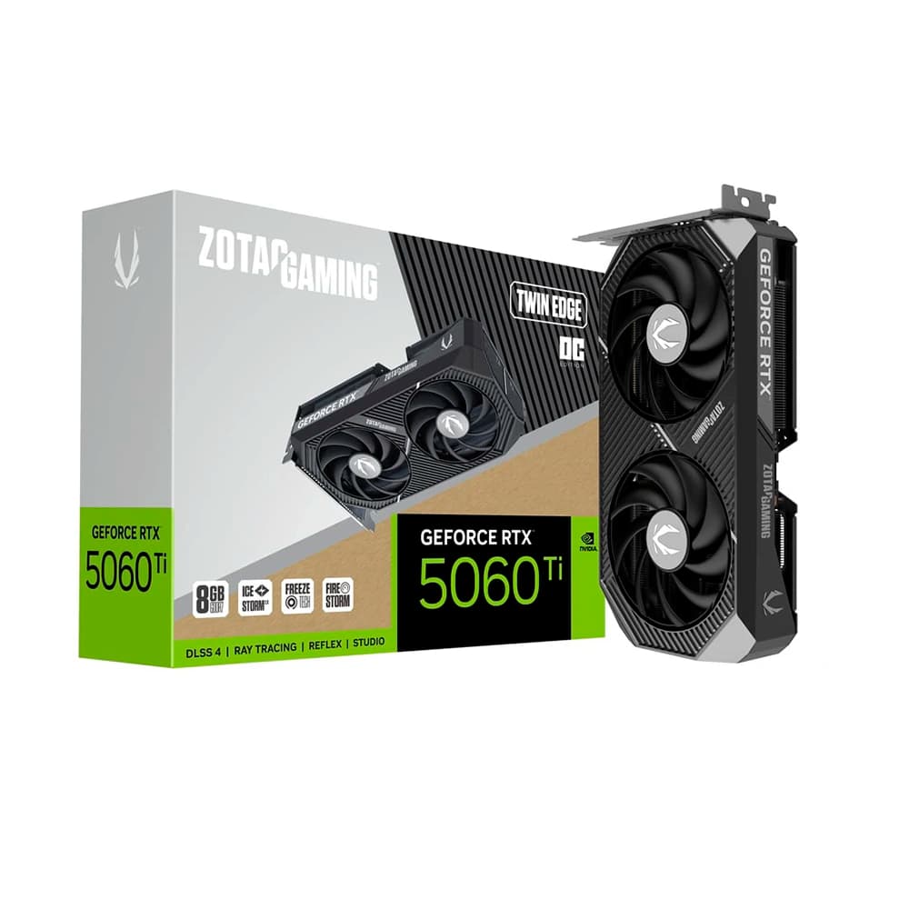 Placa De Vídeo Zotac Nvidia Geforce Twin Edge Oc Edition 2x Preta Rtx5060 Ti 8gb Gddr7 128 Bits - ZT-B50610H-10M
