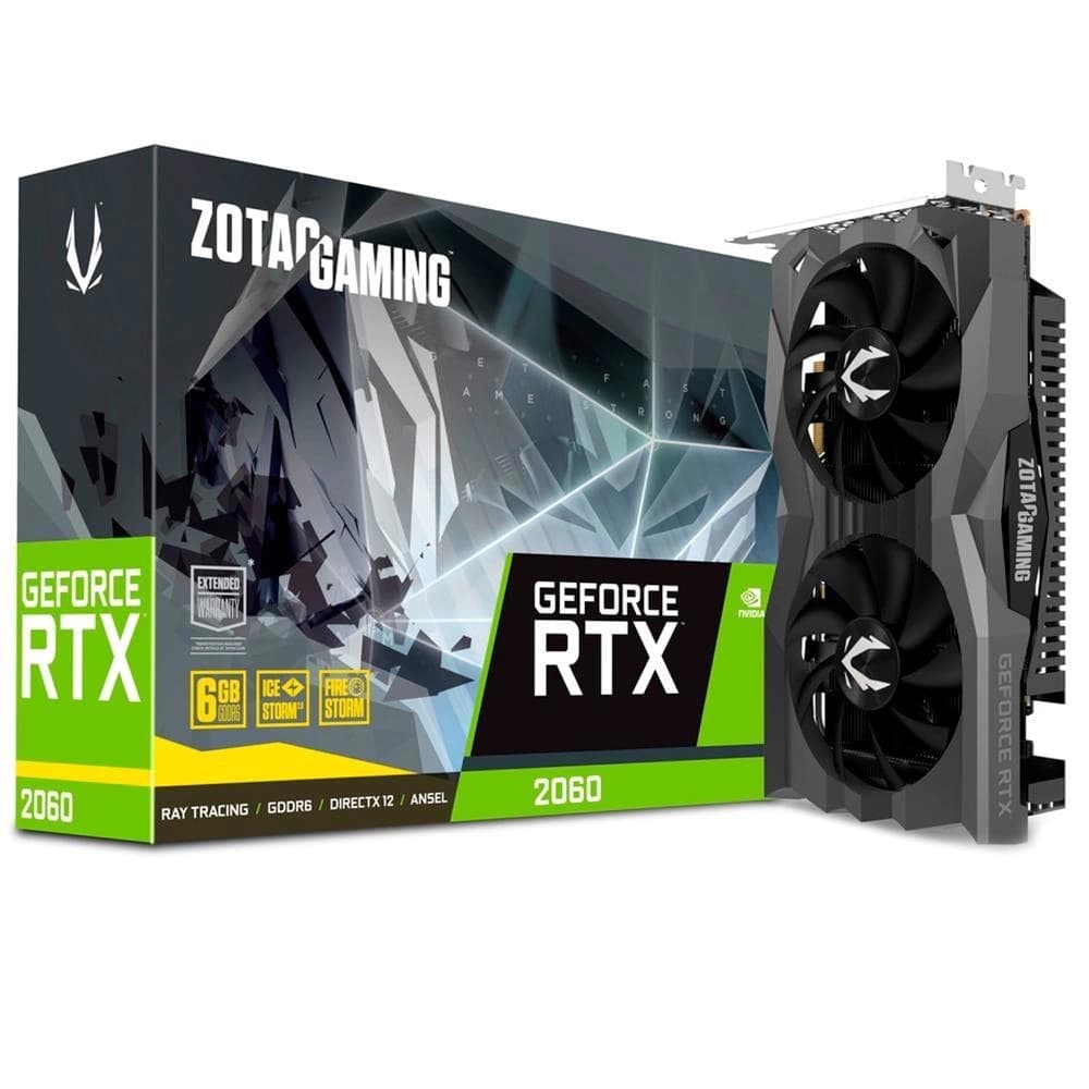 Placa De Vídeo Zotac Nvidia Geforce Twin Fan Rtx 2060 6gb Gddr6 192 Bits - ZT-T20600H-10M