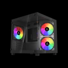 Gabinete G-Storm Vanguard Aquário Micro ATX/ITX Vidro Temperado USB 3.0 3 x Fans Raibow Preto (GS-VAN-BK-NF)