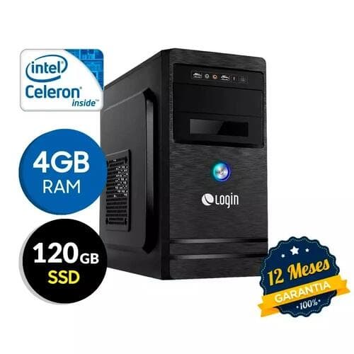 Computador Desktop Login Intel Celeron Dual Core 4GB SSD 120GB Linux