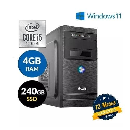 Computador Desktop Login Intel Core i5 10400 2.90 GHz (Max. 4.30 GHz) 240GB SSD 4Gb Ram DDR4 3200MHz Windows 11 Home