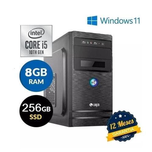 Computador Desktop Login Intel Core i5 10400 2.90 GHz (Max. 4.30 GHz) 256GB SSD 8Gb Ram DDR4 3200MHz Windows 11 Home