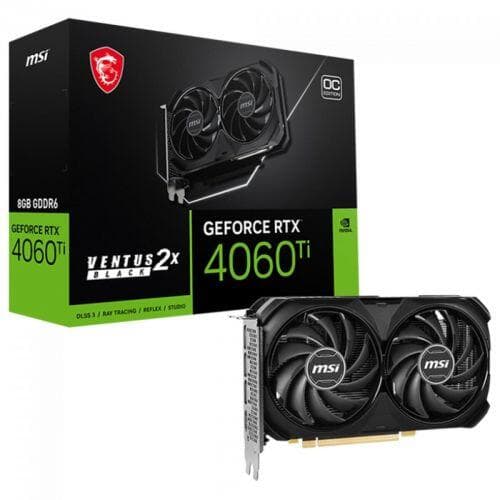 Placa de Video RTX4060 TI 8GB GDDR6 128BIT MSI Ventus 2X black OC 912-V515-024