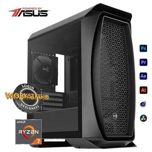 PC WorkStation Login AMD Ryzen 7 5700X, Rtx 5060 8Gb, SSD 1Tb M.2 NVMe, HD 2Tb, 32Gb Ram (2X16Gb), Water Cooler LED 120mm, Fonte 750W, 4 Fans LED, Linux