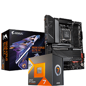 Kit Upgrade AMD Ryzen 7 7800X3D + Placa Mãe Gigabyte B650 Aorus Elite AX DDR5 AM5 ATX