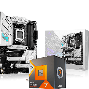 Kit Upgrade AMD Ryzen 7 7800X3D + Placa Mãe ASUS ROG STRIX B650-A GAMING WI-FI DDR5 AM5 ATX