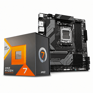 Kit Upgrade AMD Ryzen 7 7800X3D + Placa Mãe Gigabyte B650M DS3H AM5 MATX DDR5