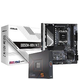 Kit Upgrade AMD Ryzen 5 7600 + Placa Mãe ASRock B650M-HDV/M2 DDR5 AM5 MATX