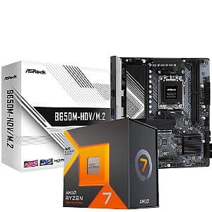 Kit Upgrade AMD Ryzen 7 7800X3D + Placa Mãe ASRock B650M-HDV/M2 DDR5 AM5 MATX
