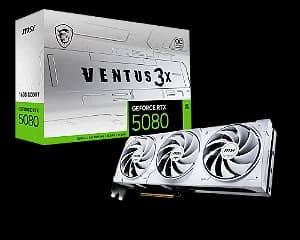 Placa de Vídeo MSI GeForce RTX 5080 Ventus 3X OC White 16GB GDDR7 256 bit - 912-V531-202