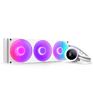 Water Cooler NZXT Kraken Plus 360 RGB LCD 1.54 Pol 360mm Branco - RL-KR360-W2