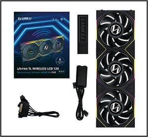 Kit 3 Fans Lian Li UNI FAN TL LCD Wireless 120mm ARGB Preto - 12TLLCD1W3B