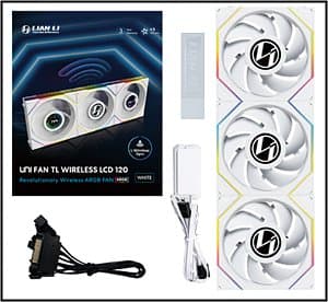 Kit 3 Fans Lian Li UNI FAN TL LCD Wireless 120mm ARGB Branco - 12TLLCD1W3W