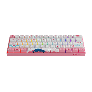 Teclado Mecânico Gamer Akko 3061S World Tour Tokyo OSA R2 60% Hot-Swap RGB Switch Akko Jelly Pink ANSI Rosa e Branco
