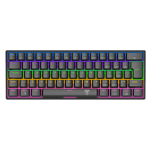 Teclado Mecânico Gamer T-Dagger Arena 60% Rainbow Preto Switch Marrom ABNT2 T-TGK321-BR