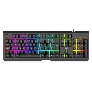 Teclado Gamer T-Dagger Nova Membrana Preto RGB Estrutura em Metal Full Size ABNT2 T-TGK110