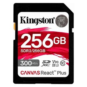 Cartão de Memória SD Kingston Canvas React Plus 256GB UHS-II 300MB/s - SDR2/256GB