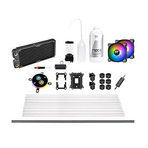 Water Cooler Custom Thermaltake Pacific C240 DDC Kit Hard Tube PETG Radiador de Cobre 240mm Bomba e Reservatório DDC Bloco W4 ARGB 5V Sync - CL-W242-CU12SW-A