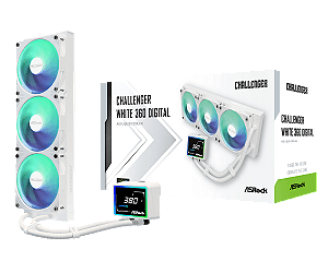 Water Cooler ASRock Challenger White 360 Digital ARGB 360mm com Display - 90-ACLA36-WAAGA6