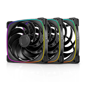 Kit 3 Fans Geometric Future Squama 2503R Reverse Blade 140mm RGB Preto - GEO-S2503RB-14T