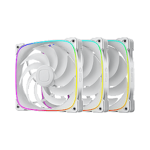 Kit 3 Fans Geometric Future Squama 2503 140mm RGB Branco - GEO-S2503W-14T
