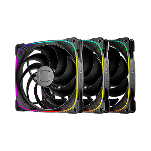Kit 3 Fans Geometric Future Squama 2503 140mm RGB Preto - GEO-S2503B-14T