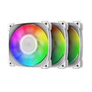 Kit 3 Fans Geometric Future Squama 2505 120mm RGB Branco - GEO-S2505W-3