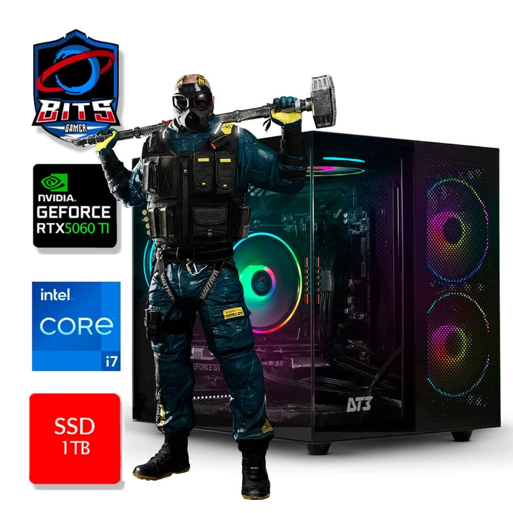 PC Gamer Bits 2025 - Intel i7 14700F, 16GB, SSD 1TB NVMe, Video GeForce RTX 5070 12GB, Windows 11 Professional