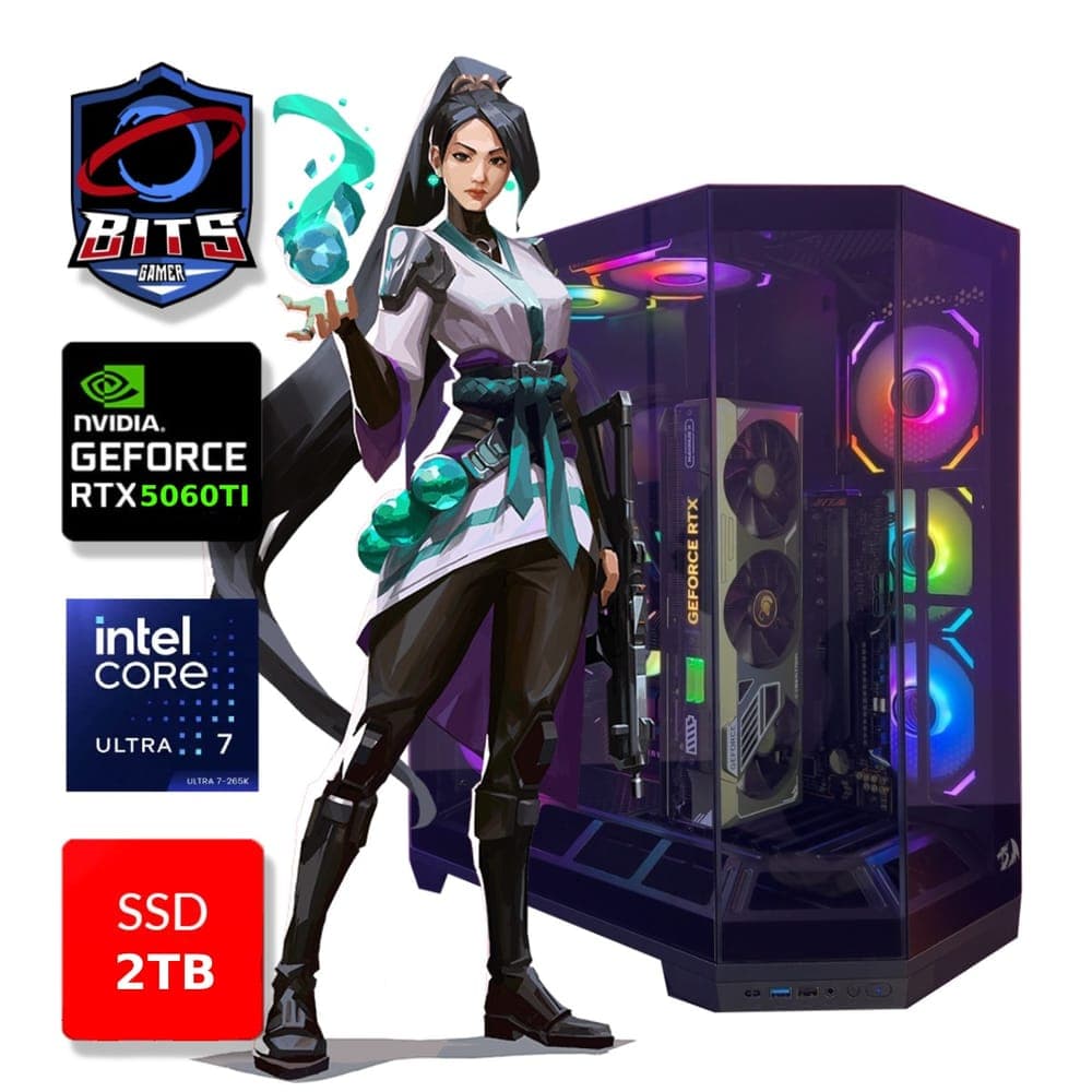 PC Gamer Bits Vortex 2026 - Intel Ultra 7 265KF, 64GB, SSD 2TB NVMe, Vídeo GeForce RTX 5060TI 16GB - Windows 11 Professional