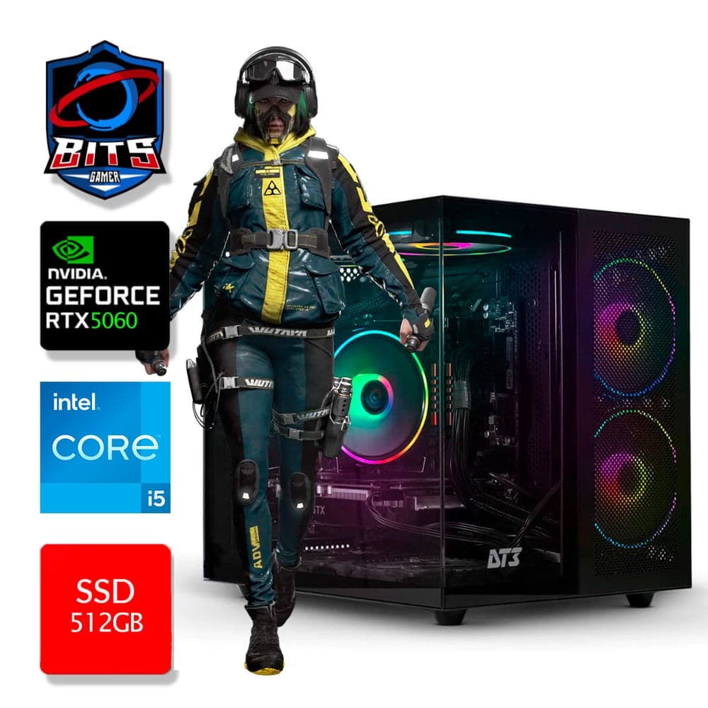 PC Gamer Bits 2026 - Intel i5 14400F, 16GB, SSD 512GB NVMe, GeForce RTX 5060 8GB, Windows 11 Professional