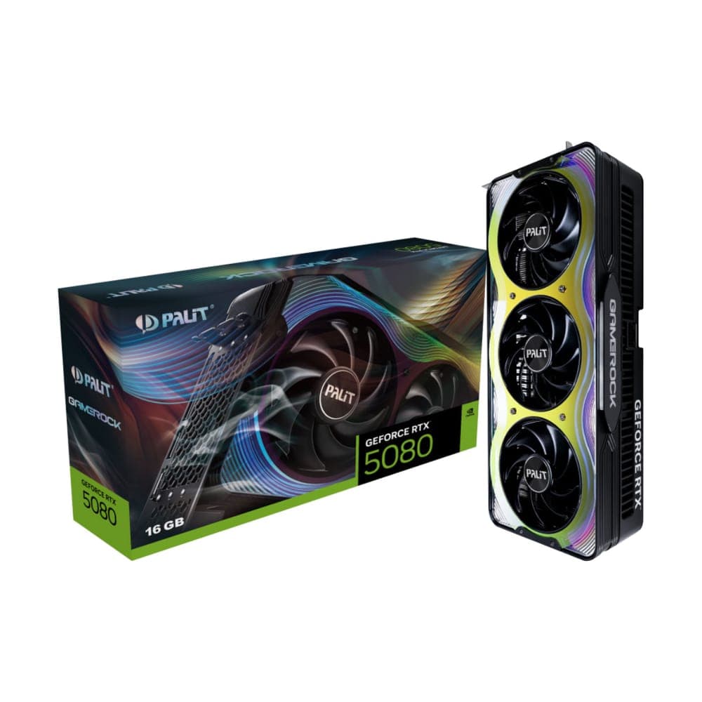 Placa de Vídeo GeForce RTX 5080 16GB GDDR7 256bits - Palit - DLSS 4 - ARGB - GameRock - NE75080019T2-GB2030G