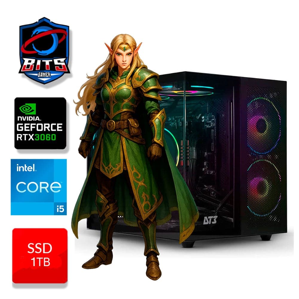 PC Gamer Bits 2025 - Intel i5 12400F, 16GB, SSD 1TB NVMe, Video GeForce RTX 3060 12GB, Windows 11 Professional