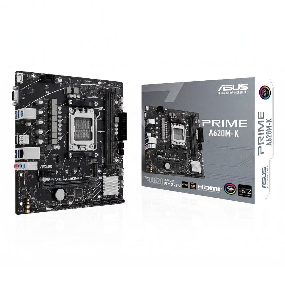 Placa Mãe Asus Prime A620AM-K (AM5 - DisplayPort) - Chipset AMD A620AM-K - RGB Aura Sync - Micro ATX - 90MB1GX0-M0EAY0